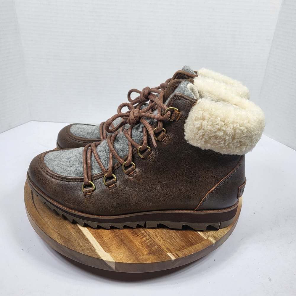 Sorel Women's Explorer Joan Waterproof Winter Boots Faux Fur Brown Size 8
